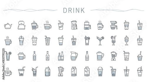 Drink Icons A Diverse Collection of Refreshing Beverages