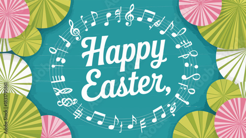 Abstract composition featuring a deep blue background with subtle graphic elements and vibrant color accents