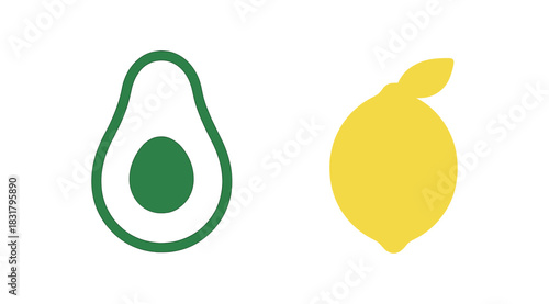 2 minimal icons avocado colored green lemon colored