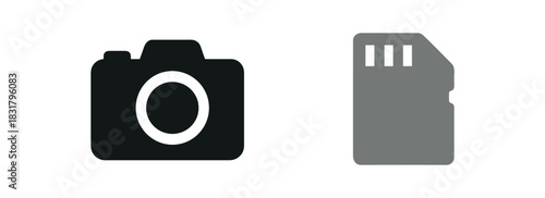 2 minimal icons camera colored black memory card colored gray