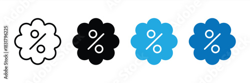 icon set discount percentage, vector illustration