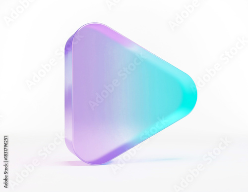 Wallpaper Mural Isometric matte-glass play button in blue-to-purple gradient, translucent rounded triangle with soft reflections and shadow — modern media and UI icon. Torontodigital.ca