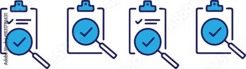 audit document four icons set vector design