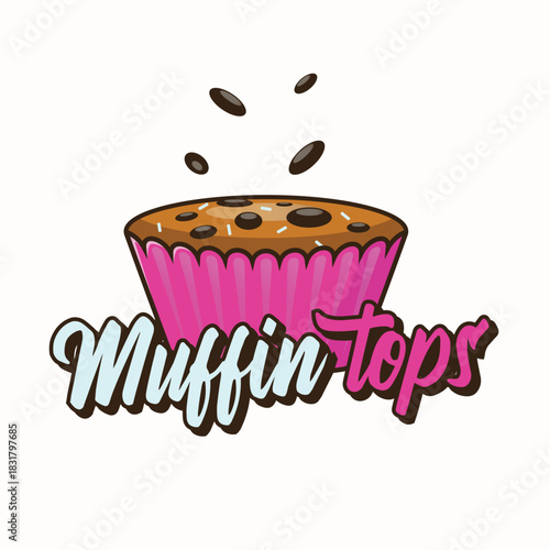 Cute Cartoon Muffin Mascot Sprinkle Playful Logo vector illustration
