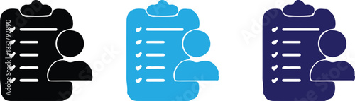 employee verification three set bule black icons set vector illustration art 