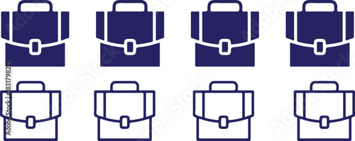 briefcase bag bule bule line icons set vector design 