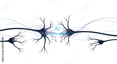 Artificial Intelligence Neural Network Connection Concept, Generative AI.