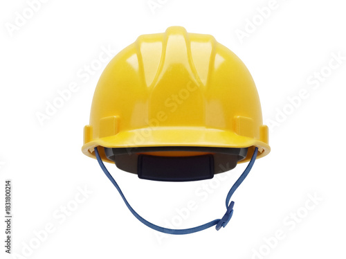 Yellow hard hat isolated PNG, construction worker safety helmet for building site and industrial protection on transparent background