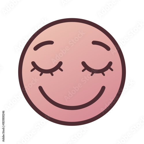 Smiling face icon with closed eyes in soft colors for cheerful expressions
