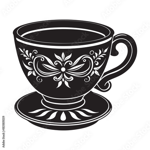 Tea cup silhouette vector illustration
