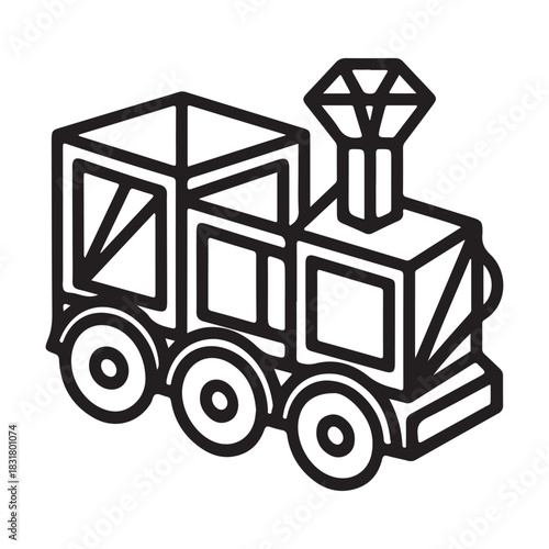 Toy train outline with simple geometric shapes vector