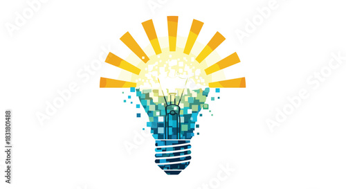Bright Idea Light Bulb Symbolizing Innovation and Creativity, Generative AI.