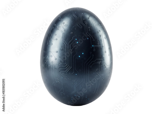 Canvas Print Futuristic Easter egg with circuit board pattern isolated PNG, high-tech design
