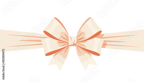 Decorative ribbon bow with peach accents isolated on a transparent background  
