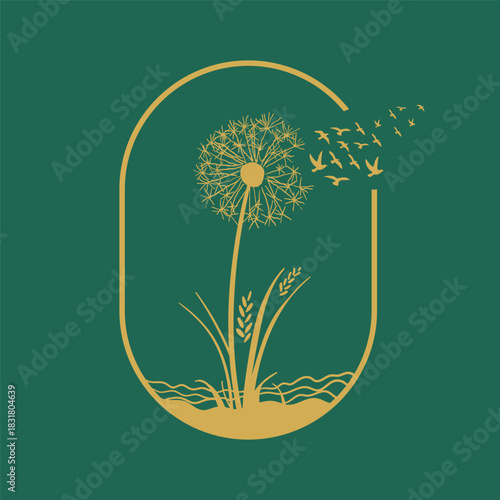 Freedom and Hope Dandelion Symbol Line Art
