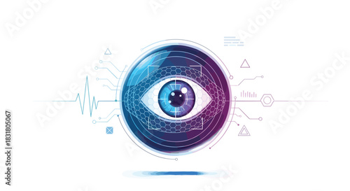 Digital Eye Technology Futuristic Vision Concept, Generative AI.