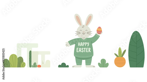 Adorable bunny character in bunny eared pajamas holding a carrot perfect for easter or children s themes