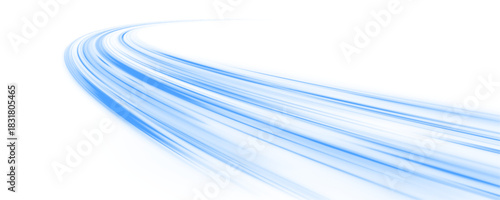 PNG neon curved lines twist and flow with motion. Bright cyan streaks and glowing trails create dynamic speed lines. Vector light ribbons overlap with swirling motion blur. 