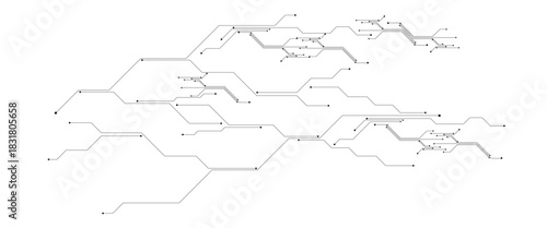 Abstract digital technology futuristic internet network speed connection white and black background. Technology background with crossed lines and dots.