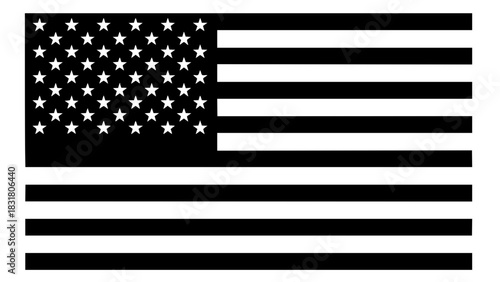 USA flag vector illustration with smooth geometric lines, monochrome style, isolated, high detail stripes and stars, ideal for infographic and branding use