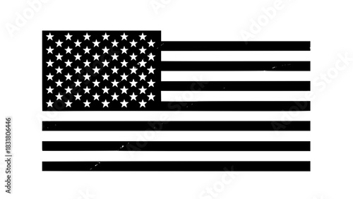 USA flag vector illustration with smooth geometric lines, monochrome style, isolated, high detail stripes and stars, ideal for infographic and branding use