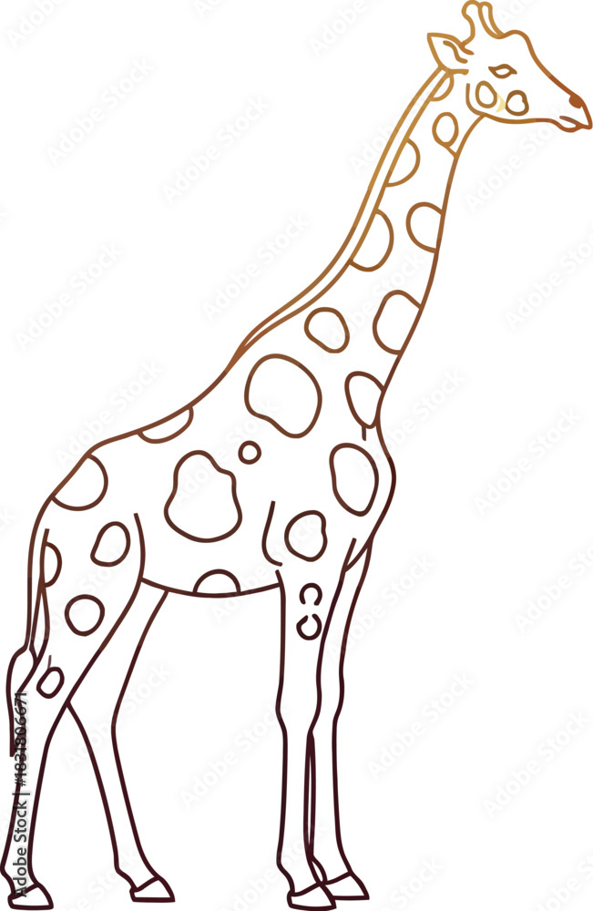 Naklejka premium Elegant giraffe illustration with a minimalist design on a clean white background