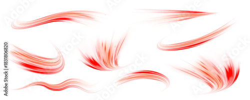 PNG curved neon lines twist and flow with motion across a dark background. Bright cyan streaks and glowing trails highlight speed and energy. Vector light lines overlap with dynamic motion blur.