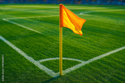 Corner flag on soccer field at stadium