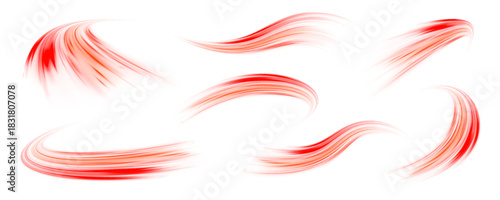 PNG curved neon lines twist and flow with motion across a dark background. Bright cyan streaks and glowing trails highlight speed and energy. Vector light lines overlap with dynamic motion blur.