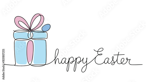 Elegant continuous line drawing of a gift box with a bow perfect for celebrations and special occasions