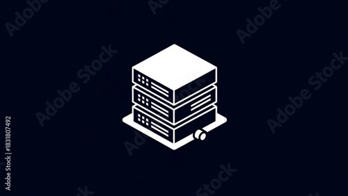 Isometric server data center stack hosting network database storage system cloud computing technology icon