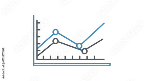 Line graph analysis chart diagram with data points and trends for business and finance reports