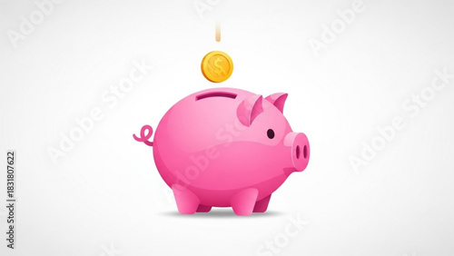 Piggy bank savings concept with gold coin illustration for finance and investment planning icon 100