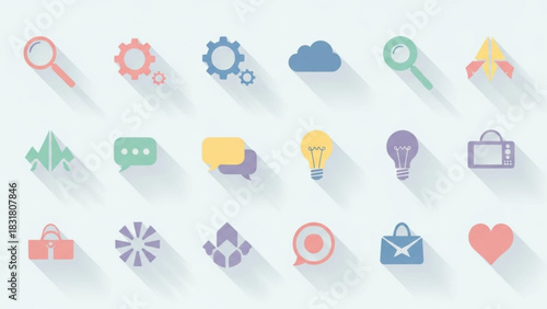 Pastel ui design elements vector icons set for web and mobile app interface design and development use