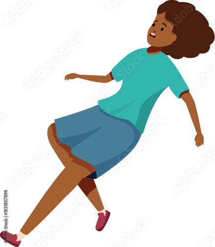 Cartoon character falling down on the floor, stumbling and tripping accident