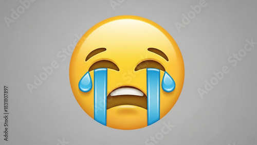 Crying face emoji tears sad upset sorrowful emoticon expression feeling graphic vector illustration