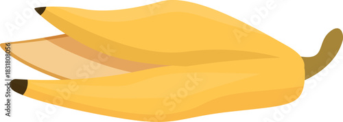 Open banana peel, representing danger of slipping, composting, or food waste