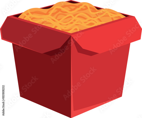 Chinese noodles in takeaway box, fast food delivery concept
