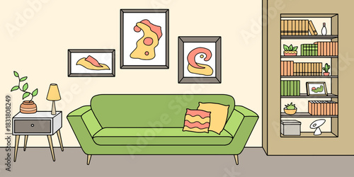 Living room graphic color interior sketch illustration vector 