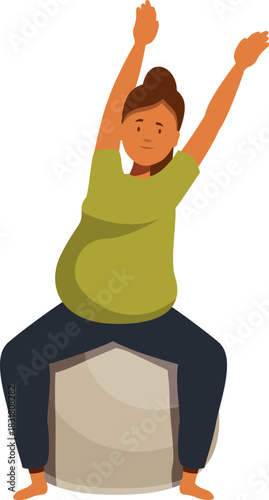 Pregnant woman practicing yoga on a fitness ball, emphasizing health and wellness during pregnancy