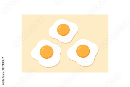 Flat vector illustration fried eggs with smooth edges rounded shapes minimal detail