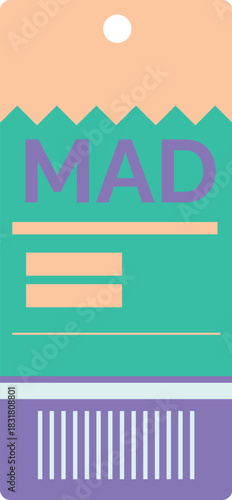 Colorful label tag with the word mad expressing negative emotions