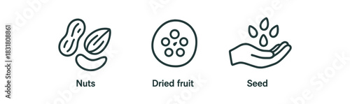 minimal icons nuts mix black outline dried fruit black outline seed handful black outline