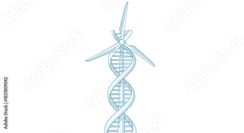 DNA helix with arrow pointing upwards symbolizing progress and growth, Generative AI.