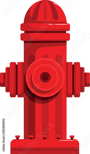 Red fire hydrant standing ready for use in case of fire, providing essential access to water for firefighters