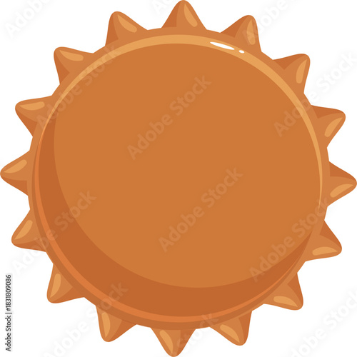 Orange metallic bottle cap with crimped edges, sealing a beverage container