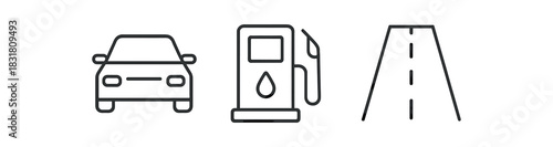 minimal icons black outline fuel icon black outline road symbol black outline