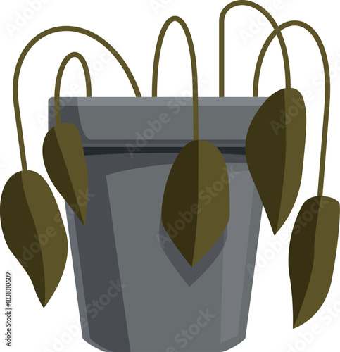 Withered houseplant with drooping leaves, depicting neglect and the need for attention