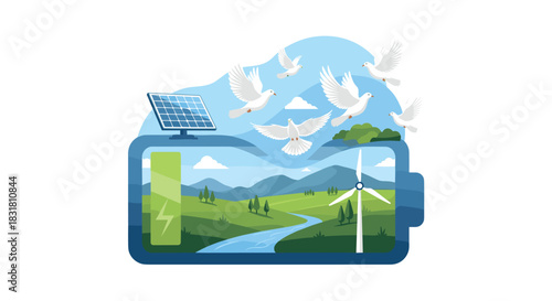 Ecofriendly energy concept with nature and renewable resources, Generative AI.