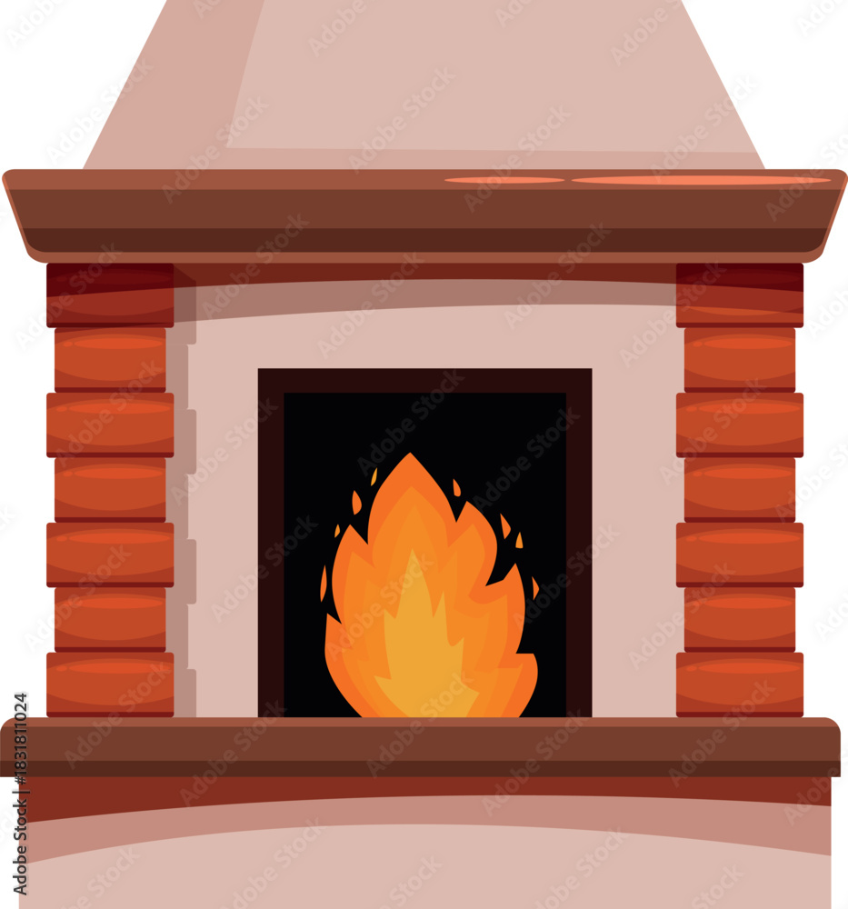 Naklejka premium Cozy fireplace with burning fire providing warmth and comfort in home interior